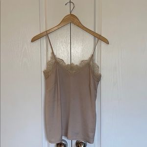 Never worn, Silky Lace Blouse, H&M, tan